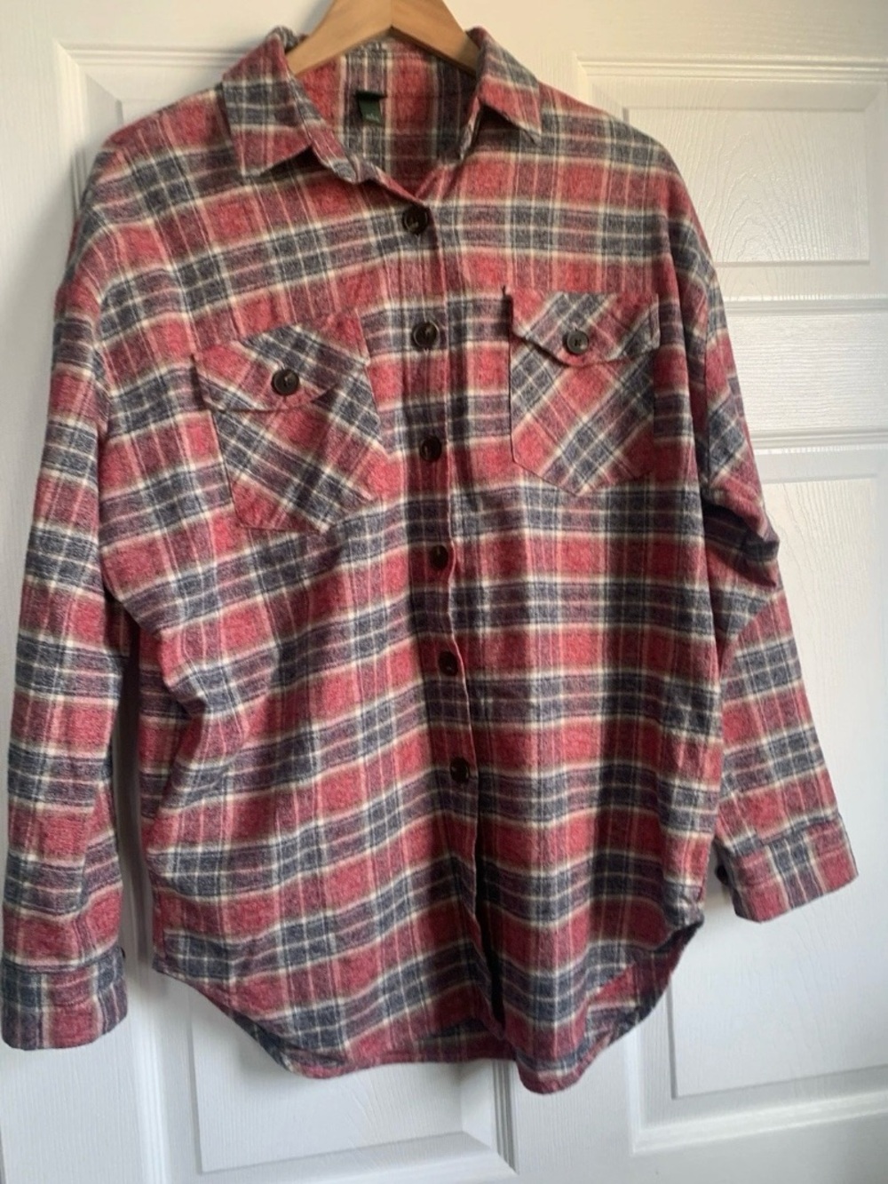 Wild Fable Men's Plaid Flannel Long Sleeve Button-Up Shirt w/ Pockets, S